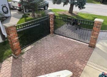 Ornamental Fence with brick pillars