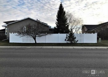 White Vinyl Privacy with Gates