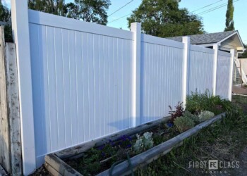 White Vinyl Privacy with Gates